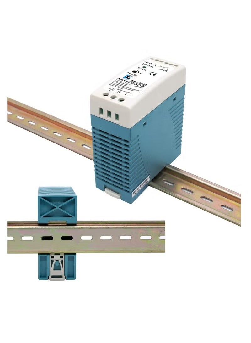 Din Rail DC 24V Switching Power Supply, MDR 60W Rail Type, Input:100-240VAC,Output:24VDC,50/60HZ, Power Supply Switch Switching Converter, 24V 2.5 - Image 2