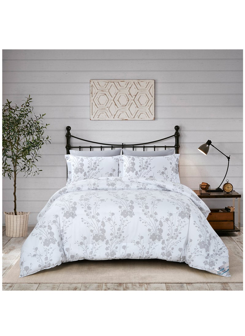 Donetella 6-Pcs Printed Duvet Set King Size Luxury Bedding Set For All Season With Abstract Design Zipper Closure Duvet Cover And Corner Ties,White Silver  - Image 1