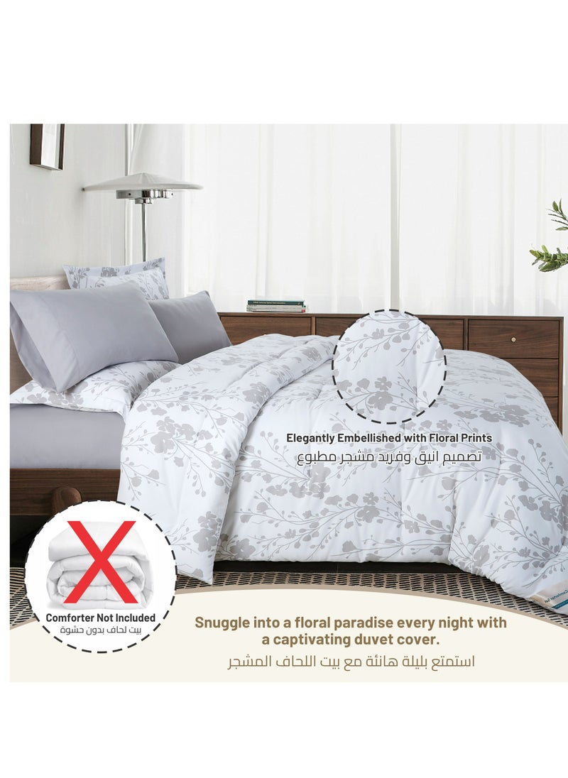 Donetella 6-Pcs Printed Duvet Set King Size Luxury Bedding Set For All Season With Abstract Design Zipper Closure Duvet Cover And Corner Ties,White Silver  - Image 2
