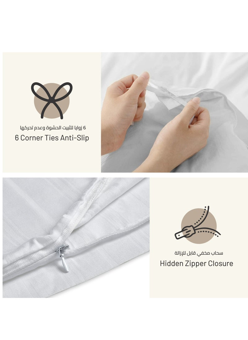 Donetella 6-Pcs Printed Duvet Set King Size Luxury Bedding Set For All Season With Abstract Design Zipper Closure Duvet Cover And Corner Ties,White Silver  - Image 5