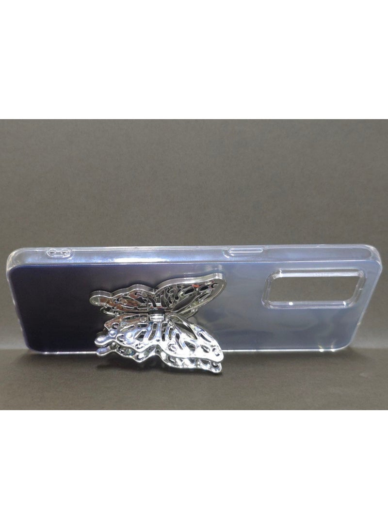 جراب كريستالي شفاف ملون، متوافق مع هاتف اوبو رينو 6 / 5 4G، مقاوم للصدمات والخدش، يتميز بتصميم فراشة وحامل مدمج. خيار رائع للفتيات والنساء. - Image 5