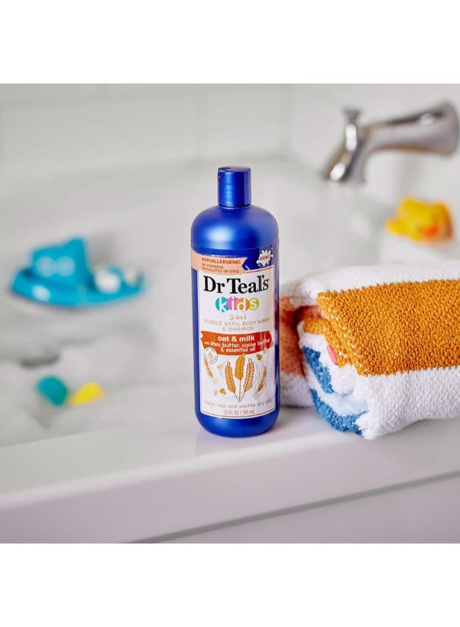 3 in 1 Bubble Bath, Body Wash And Shampoo Oat And Milk Bath 591Ml