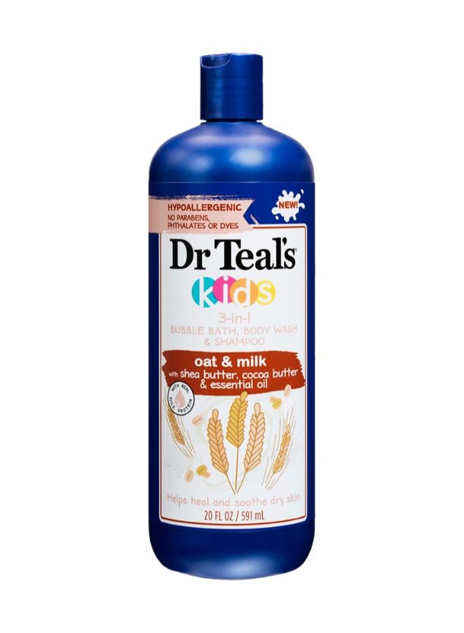 3 in 1 Bubble Bath, Body Wash And Shampoo Oat And Milk Bath 591Ml