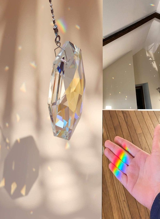 Together-life 3.15in/80mm Crystal Suncatcher Hanging Chandelier Prism, Colorful Pendant Rainbow Maker with Chain for Window Sun Catcher, Hanging Ornament for Home Garden Decoration Christmas Wedding(AB Color) - Image 3
