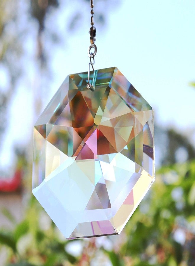 Together-life 3.15in/80mm Crystal Suncatcher Hanging Chandelier Prism, Colorful Pendant Rainbow Maker with Chain for Window Sun Catcher, Hanging Ornament for Home Garden Decoration Christmas Wedding(AB Color) - Image 5