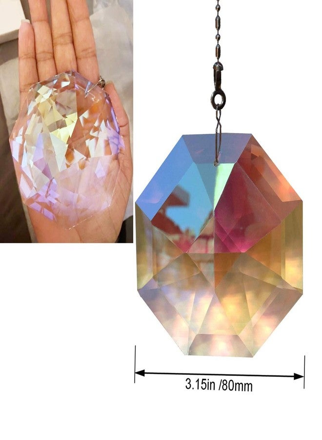 Together-life 3.15in/80mm Crystal Suncatcher Hanging Chandelier Prism, Colorful Pendant Rainbow Maker with Chain for Window Sun Catcher, Hanging Ornament for Home Garden Decoration Christmas Wedding(AB Color) - Image 4