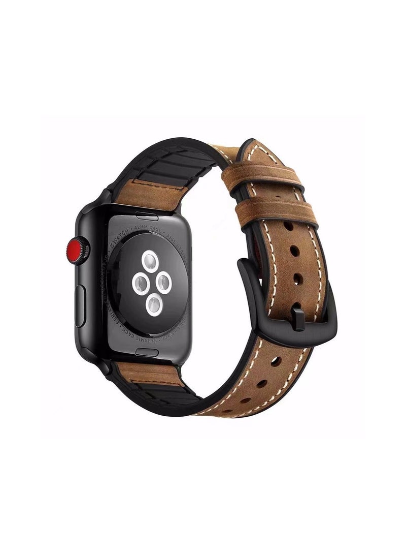 TWEGGON Apple Watch Leather band Apple Watch Leather Strap for Apple Watch All Series Compatible with 46mm/45mm/44mm/49mm Brown - Image 2