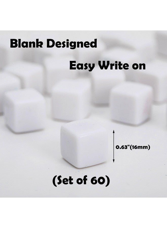 AiFanS 60 Pieces Blank Dice Write on,16MM Six-Sided White Cubes with Smoothed Surface for Board Games,DIY Sticker,Math Activities,Building Blocks,Custom Making - Image 3