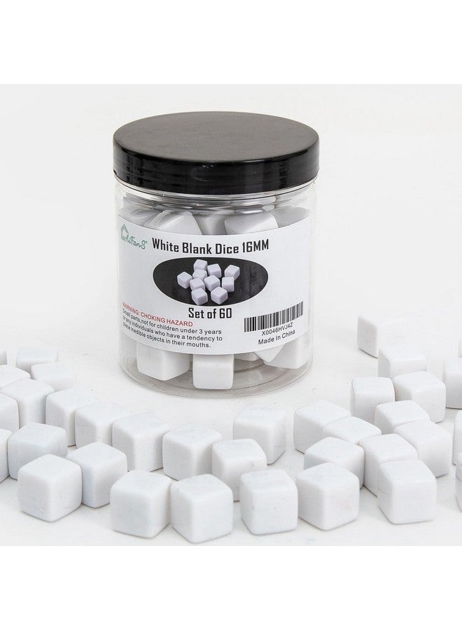 AiFanS 60 Pieces Blank Dice Write on,16MM Six-Sided White Cubes with Smoothed Surface for Board Games,DIY Sticker,Math Activities,Building Blocks,Custom Making - Image 1