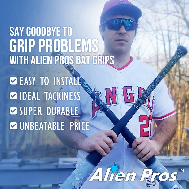Alien Pros Bat Grip Tape for Baseball (2 Grips) â€“ 1.1 mm Precut and Pro Feel Bat Tape â€“ Replacement for Old Baseball bat Grip â€“ Wrap Your Bat for an Epic Home Run (2 Grips, Black) - Image 3