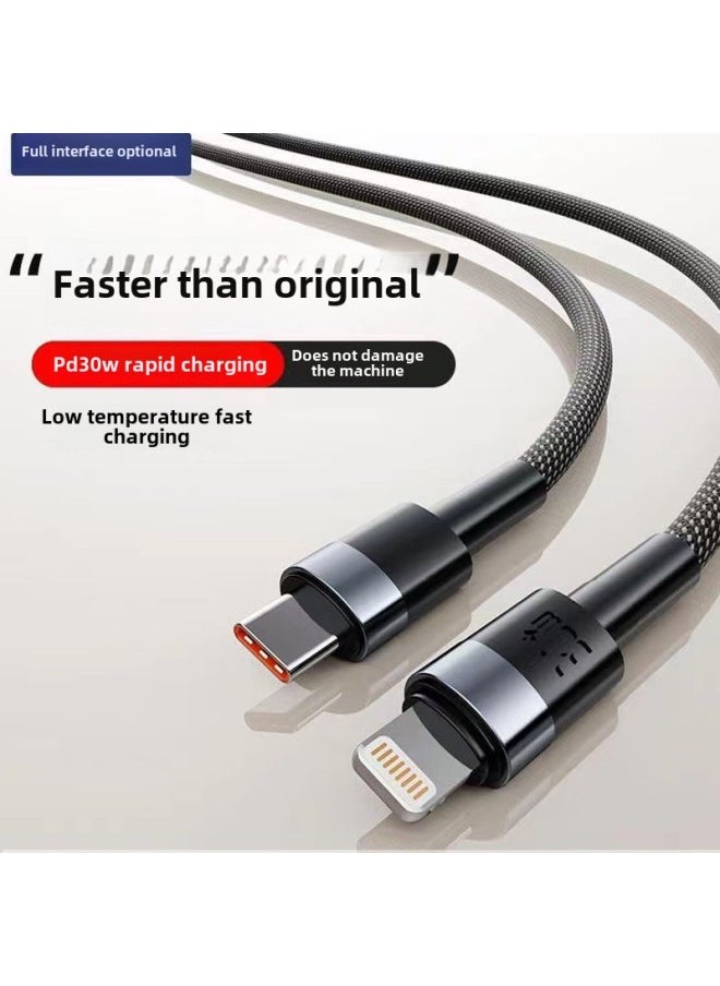 Generic - Applicable To Apple PD Fast Charging 27W Data Line IPhone7/8/x/xs/11/12/13/14/15 Charging Plate-Color:Apple Usb Fast Charging 12w [black Cable] Aluminum Alloy - 1m [with Chip Protocol] True Fast Charge - Image 1