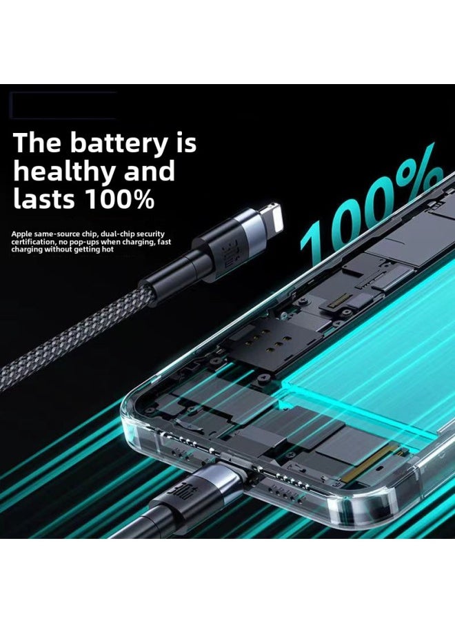 Generic - Applicable To Apple PD Fast Charging 27W Data Line IPhone7/8/x/xs/11/12/13/14/15 Charging Plate-Color:Apple Usb Fast Charging 12w [black Cable] Aluminum Alloy - 1m [with Chip Protocol] True Fast Charge - Image 1