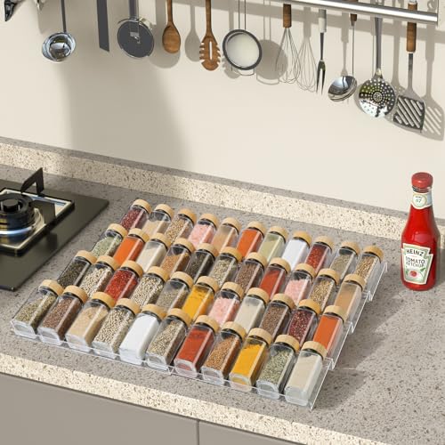 Delavala Spice Drawer Organizer 8 Tier, Acrylic Seasoning Organizer Rack, Clear Spice Rack Tray, Kitchen Seasoning Jars Drawers Insert (Jars Not Included/Expandable From 9" to 18") - Image 3