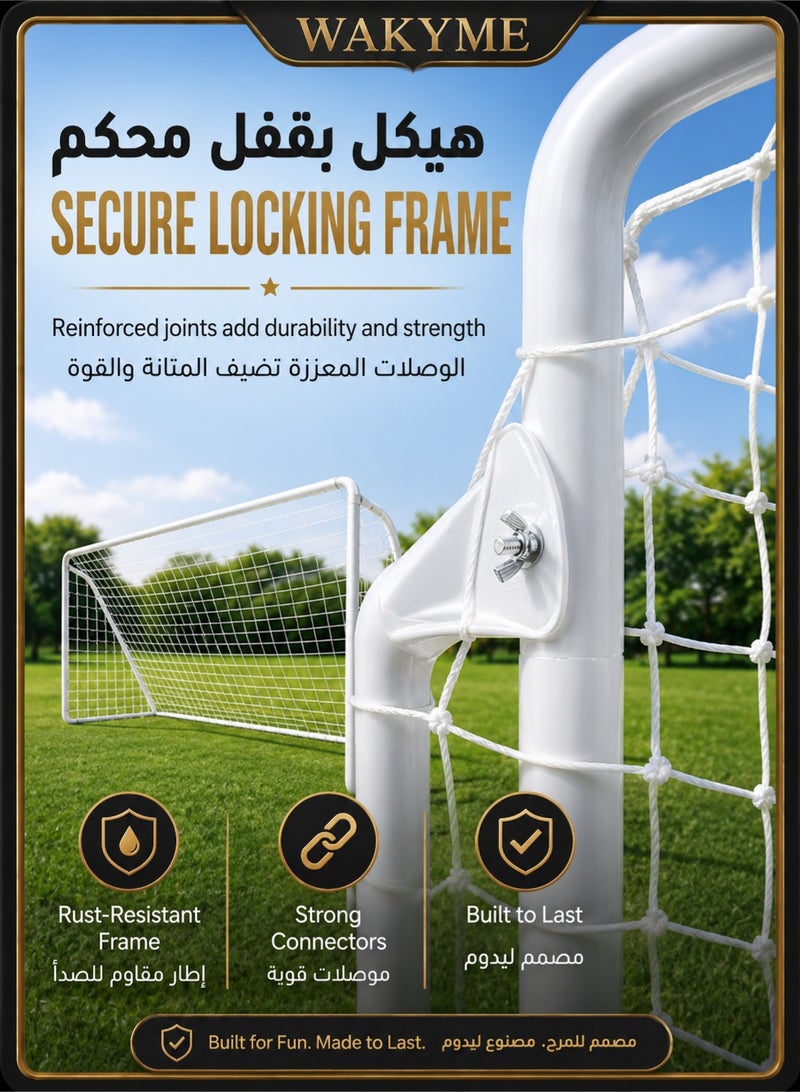 WAKYME Portable Soccer Goal for Backyard 240x90x150 Kids Adults Soccer Net and Frame for Home Backyard Practice Training Goals Soccer Training Equipment - Image 5