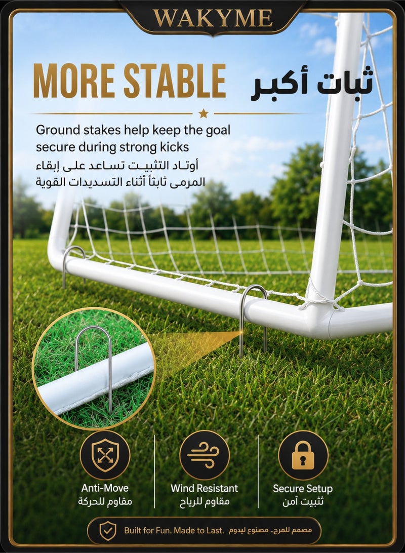 WAKYME Portable Soccer Goal for Backyard 240x90x150 Kids Adults Soccer Net and Frame for Home Backyard Practice Training Goals Soccer Training Equipment - Image 4