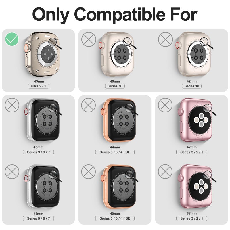 DABAOZA Compatible for Apple Watch Bands 49mm with Bumper, Bling Glitter Women Silicone Soft Comfortable Strap for iWatch SE Ultra 3 2 Series 11 10 9 8 7 6 5 4 3 2 1ï¼ˆBlack Rosegoldï¼Œ49ï¼‰ - Image 2