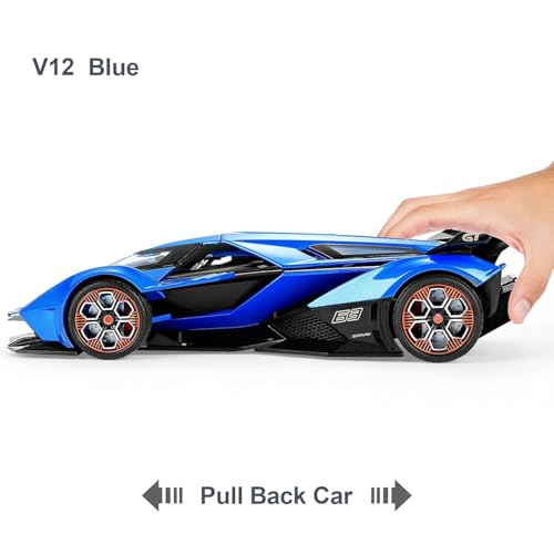 DEUSON ECOM 1:22 Scale Diecast Metal Car Lambo V12 GT Toy Car for Kids Collection Model Cars with Light Sound Pull Back Openable Door - Image 4