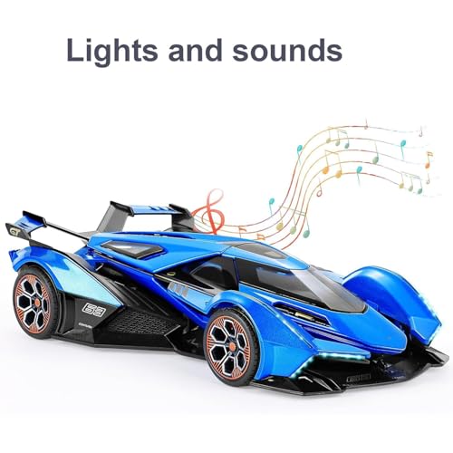 DEUSON ECOM 1:22 Scale Diecast Metal Car Lambo V12 GT Toy Car for Kids Collection Model Cars with Light Sound Pull Back Openable Door - Image 5