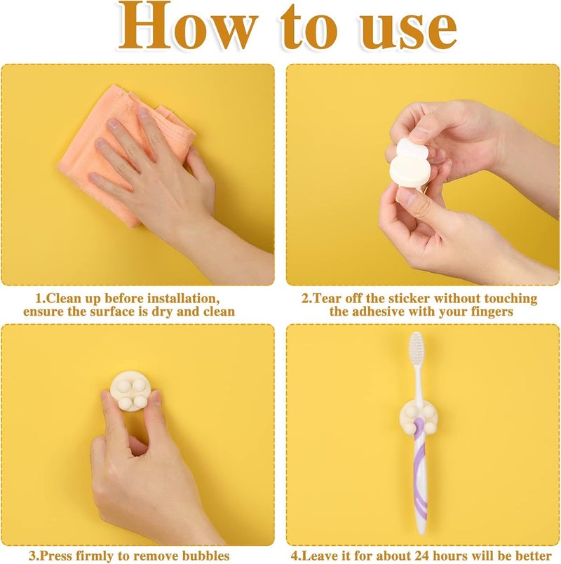 KIDWILL Self Adhesive Toothbrush & Kitchen Storage Holder - Wall Mounted Organizer for Bathroom, Wash Basin, Travel & Home Use - No Drilling, Waterproof, Space-Saving Design - Image 3