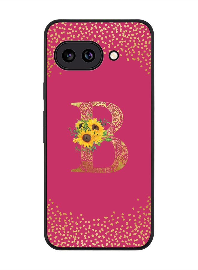 For Google Pixel 9a Case,Slim fit Camera Protection, Shockproof Thin Phone cover  - Custom Floral Monogram - B ( Deep Pink )