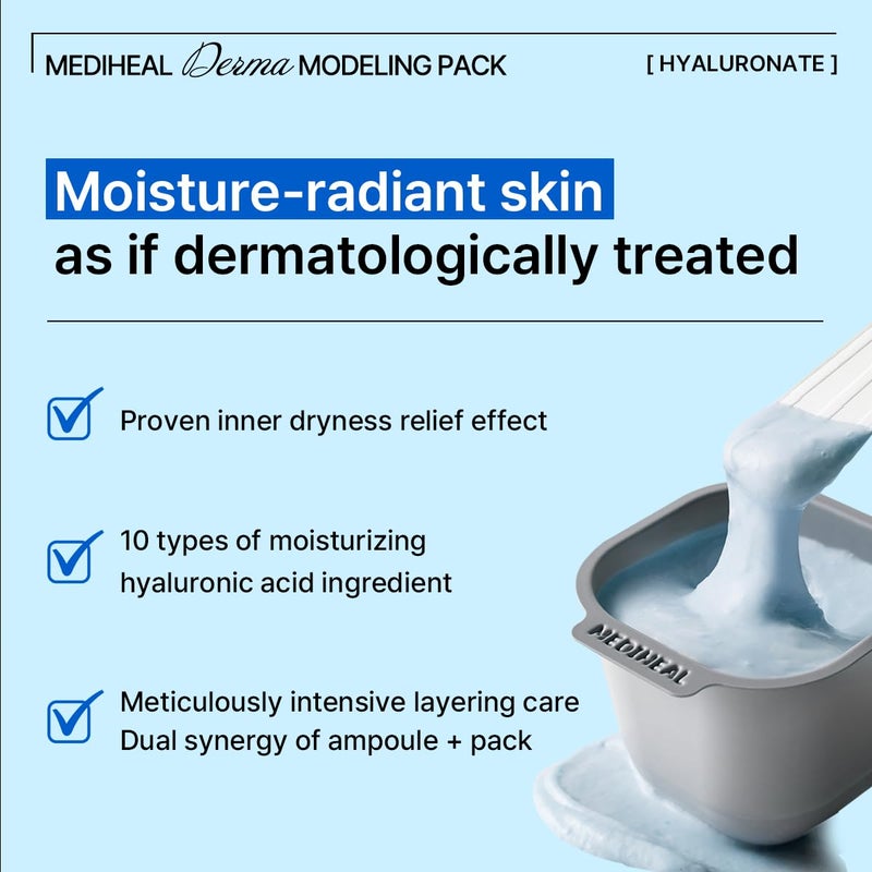 Mediheal Derma Modeling Pack (Hyaluronate)*2 - Deep Hydrating For Moist Skin - Easy DIY Home Spa Kits, Hydrating Icy Jelly Mask For Skin Refreshment - Image 3