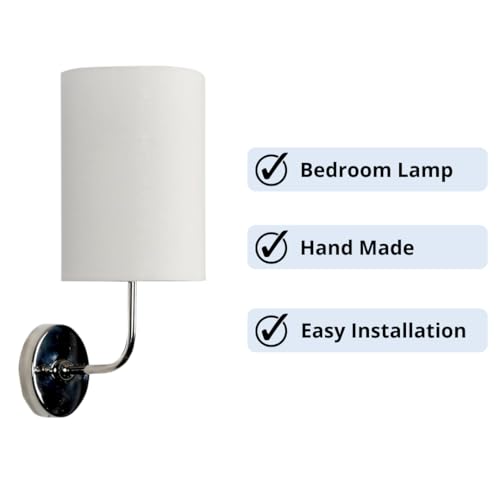 Craftter Wall Lamp for Living and Bed Room Light-Stainless Steel Base (B22 Bulb, 40-Watt, Textured White) - Image 5