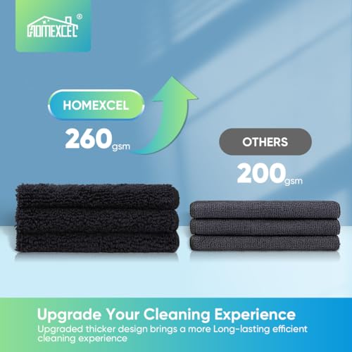 HOMEXCEL Microfiber Cleaning Cloth, 12 Pack Premium Microfiber Towels for Cars, Lint Free, Scratch-Free, Highly Absorbent, Reusable Cleaning Rags for Car, Household, Kitchen, Window, 11.5"X11.5" Black - Image 2