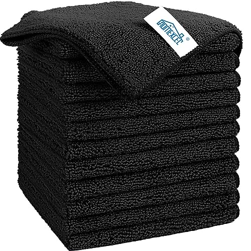 HOMEXCEL Microfiber Cleaning Cloth, 12 Pack Premium Microfiber Towels for Cars, Lint Free, Scratch-Free, Highly Absorbent, Reusable Cleaning Rags for Car, Household, Kitchen, Window, 11.5"X11.5" Black - Image 1