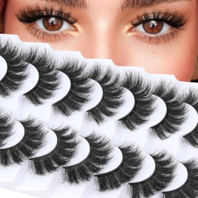 Veleasha False Eyelashes Wispy Faux Mink Lashes Fluffy Handmade Fake Eyelashes Natural Look 7 Pairs Pack Luxury Cat Eye Lashes (815) - Image 1