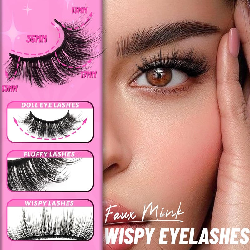 Veleasha False Eyelashes Wispy Faux Mink Lashes Fluffy Handmade Fake Eyelashes Natural Look 7 Pairs Pack Luxury Cat Eye Lashes (815) - Image 4
