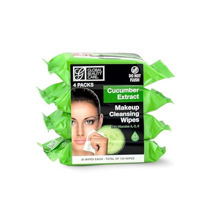 Global Beauty Care Makeup Cleansing Wipes 120 Count (4-Pack) (4PK CUCUMBER EXTRACT) - Image 1
