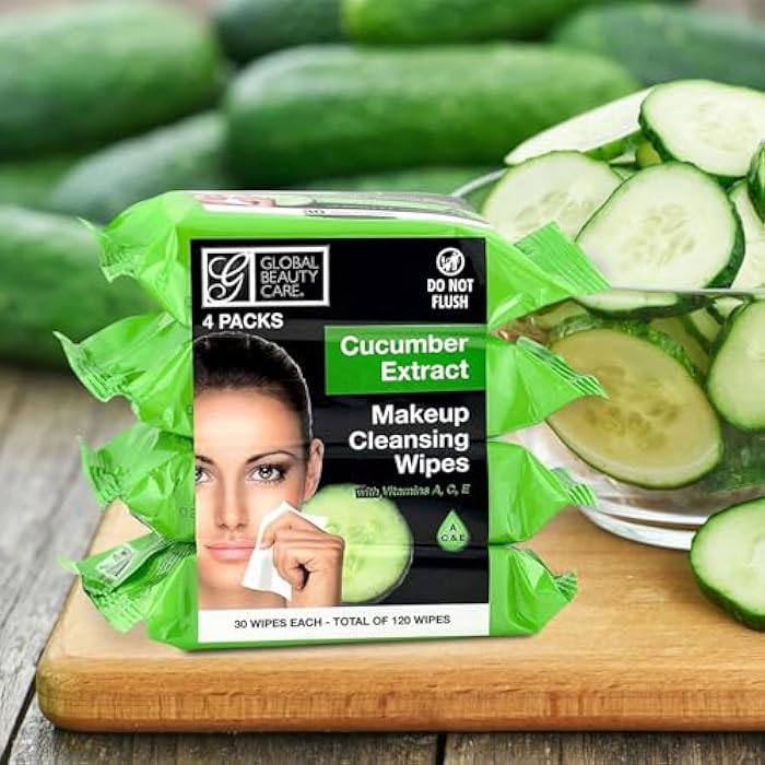Global Beauty Care Makeup Cleansing Wipes 120 Count (4-Pack) (4PK CUCUMBER EXTRACT) - Image 5