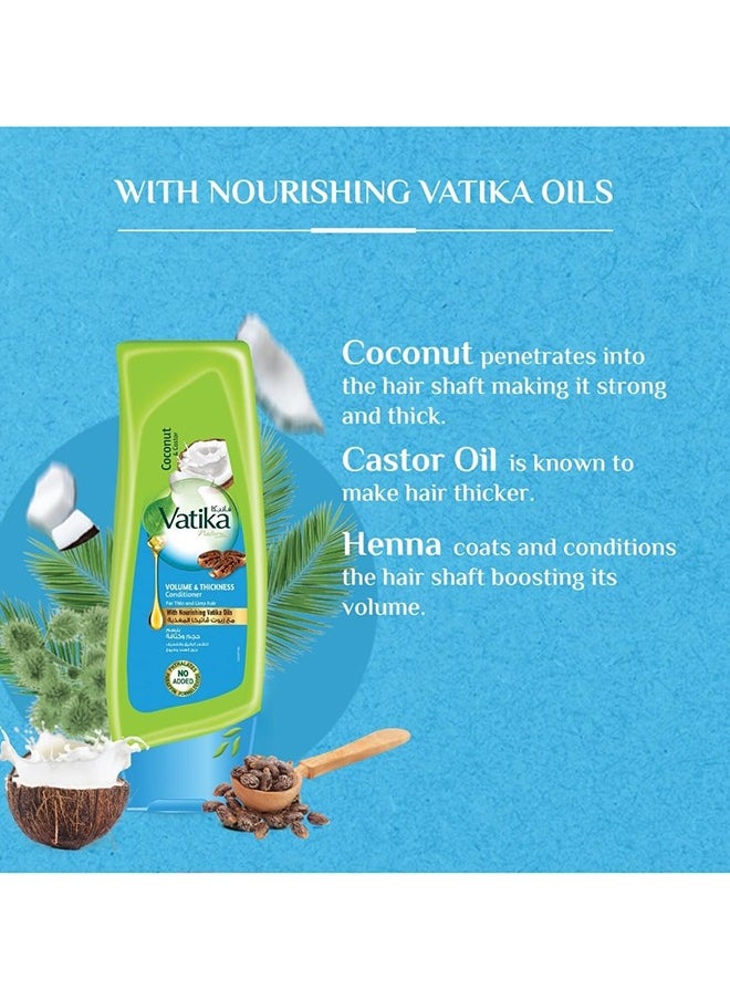 Pack Of 2 Volume, Thickness Shampoo And Conditioner Enriched With Coconut, Castor, 400ml
