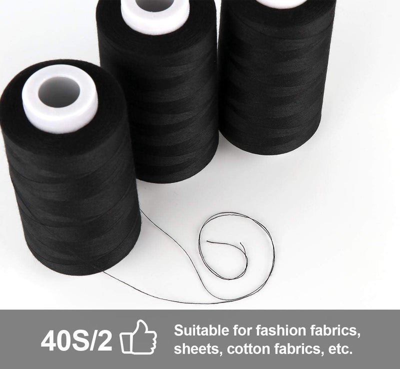 ilauke 4 x 3000 Yards Serger Thread Spools Black Polyester Sewing Threads Overlock Cone - Image 4