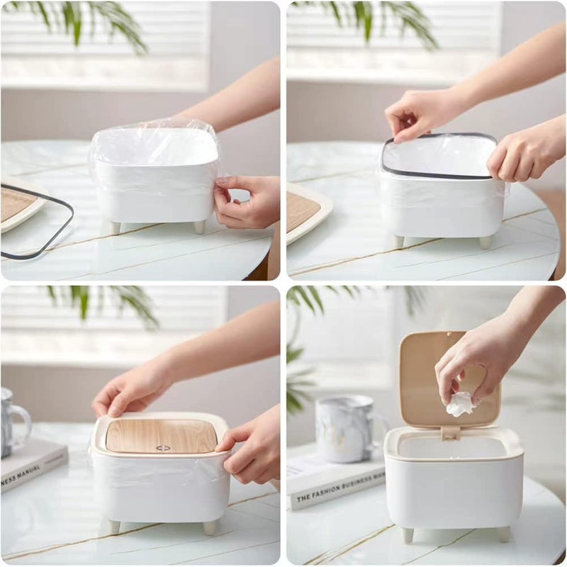 EVVIX Mini Countertop Trash can Mini Desktop Wastebasket with Lid Tiny Garbage Can for OfficeBathroom Vanity Desktop Tabletop or Coffee Table05 Gallon White Square Wastebasket - Image 5