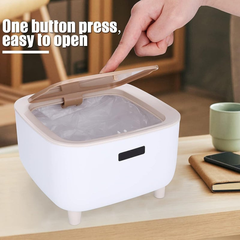 EVVIX Mini Countertop Trash can Mini Desktop Wastebasket with Lid Tiny Garbage Can for OfficeBathroom Vanity Desktop Tabletop or Coffee Table05 Gallon White Square Wastebasket - Image 2