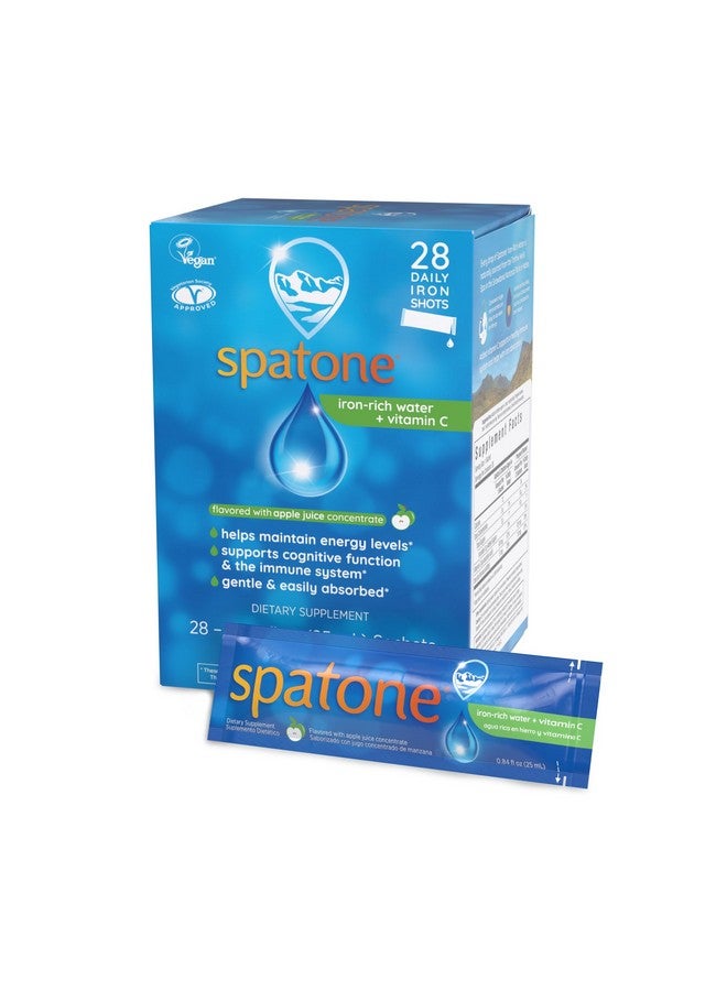 Spatone Spatone Natural Liquid Iron Supplement Plus VIT C for Women - Men & Kids Ages 4+ - Ideal During Pregnancy - Easily Absorbed & Gentle - Vegan - Apple Flavor - 28-Day - 5mg of Iron Per 20mL Sachet  - Image 1