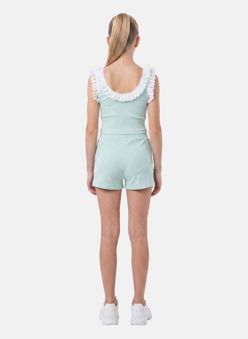 FOREVER 21 Girls' Ruffled Trim Graphic Tank Top, Cropped Fit - Image 2