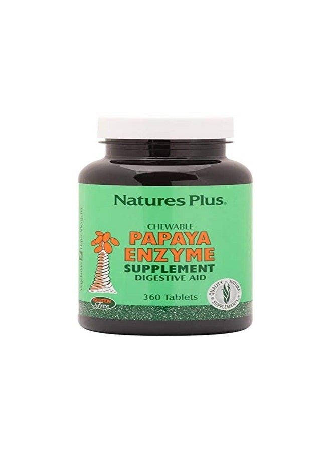 Natures Plus Papaya Enzyme - 6 mg Papain - All Natural Digestive Aid Supplement, Contains Amylase & Protease - 360 Chewable Tablets (360 Servings) - Image 1