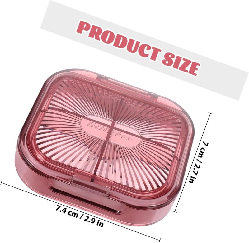 Portable Travel Pill Organizer Box, Small 4-Compartment Medicine Case, Pink Moisture-Proof Daily Organizer for Medication Storage - Image 2