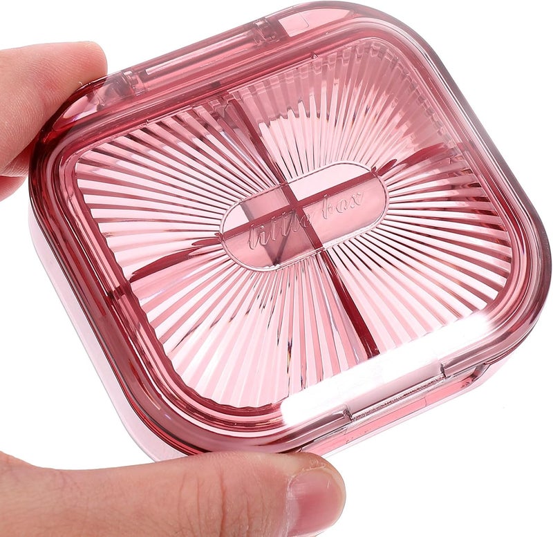 Portable Travel Pill Organizer Box, Small 4-Compartment Medicine Case, Pink Moisture-Proof Daily Organizer for Medication Storage - Image 4