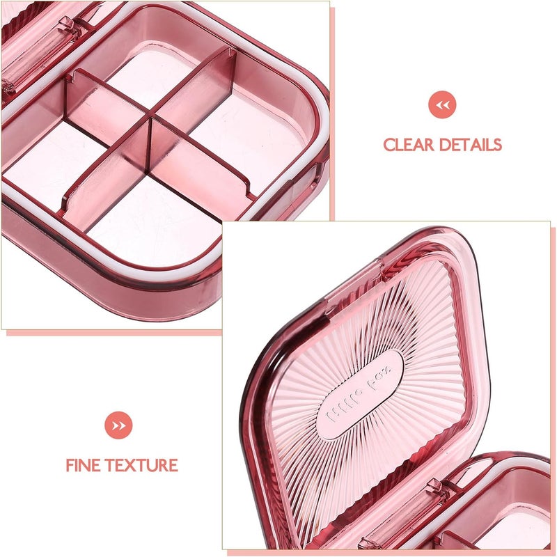 Portable Travel Pill Organizer Box, Small 4-Compartment Medicine Case, Pink Moisture-Proof Daily Organizer for Medication Storage - Image 3