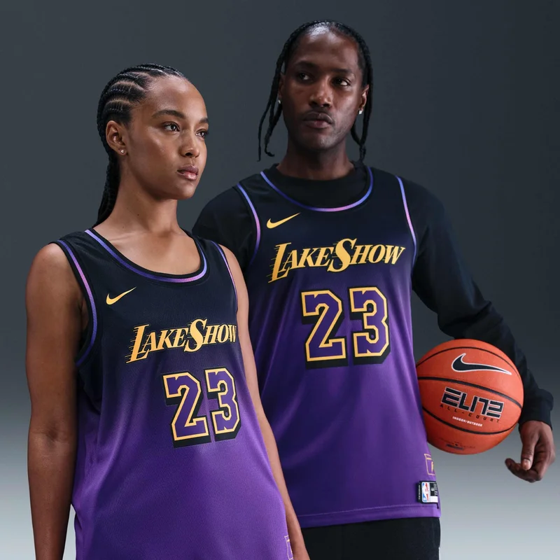 نايكي تيشيرت كرة السلة NBA 24/25 لوس أنجلوس ليكرز سيتي إديشن سوينج مان للرجال
