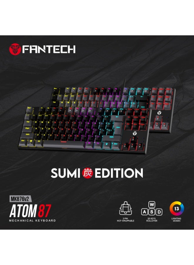 فانتيك لوحة مفاتيح الألعاب الميكانيكية السلكية ATOM 87 MK876 V2 RGB TKL SUMI EDITION - Image 2