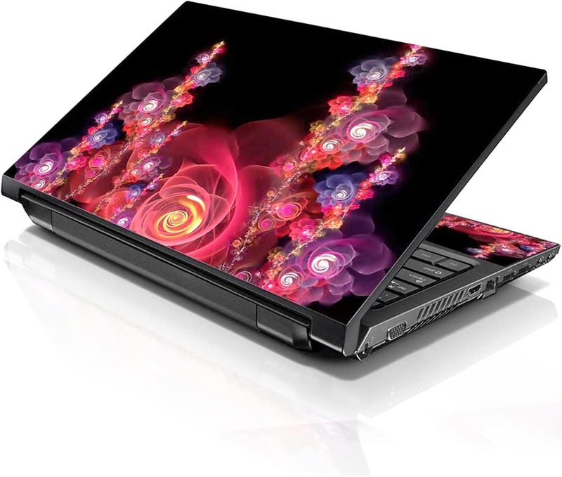 إل أس أس غطاء جلد لابتوب 17-17.3 بوصة مع نقش زهور ملونة لـ HP وDell وLenovo وApple وAsus وAcer وCompaq - يناسب 16.5 و17 و17.3 و18.4 و19 بوصة (وسادتان للمعصم مجانًا) - Image 1