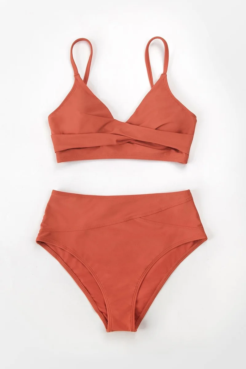 Angelsin Special Design Cross Front High Waist Bikini Set