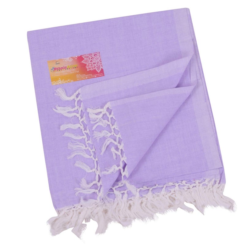 EthnicAlive Nic Bhagalpuri Silk Purple Chadar/Soft Cotton Single Layer Chadar/Summer All Season Handloom Duvet/Comforter/Topsheet Throw and Travel Blanket - Image 2