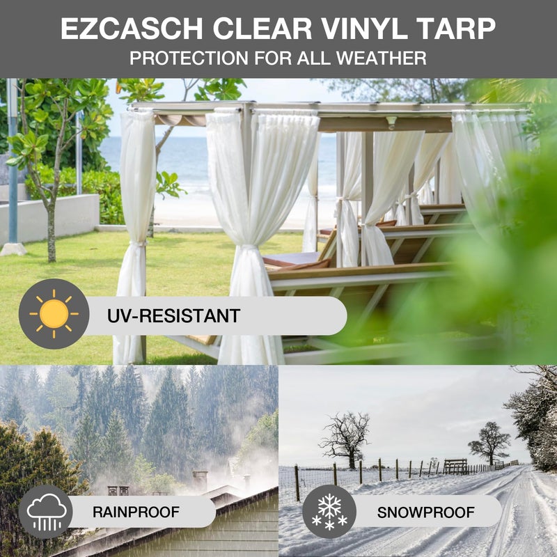 Ezcasch 20 Oz Outdoor Vinyl Curtain, Outdoor Clear Panel Curtain, Weather Resistant Outdoor Curtain for Pergola, Porch, Gazebos, with Rustproof Grommets (8'H x 10'W, Dark Gray) - Image 5