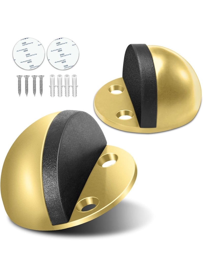 Emerald Door Stopper, Floor Door Stop Gold Door Stoppers Sound Dampening Rubber Bumper Adhesive Door Stops No Drilling Doorstop Wall Protector, Dome Shaped, 2 Pack - Image 1