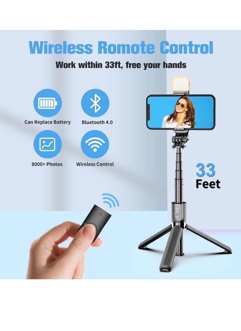 ELTRAZONE 40" Lighted Selfie Stick Tripod, Bluetooth Remote, 3 Light Modes, 6 Brightness Levels, Portable, Compatible with All iPhone & Andriod Devices  - Image 3